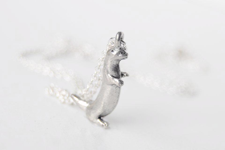 River Otter Necklace | Cute Silver Otter Charm Necklace | Otter Pendant - Enchanted Leaves - Nature Jewelry - Unique Handmade Gifts