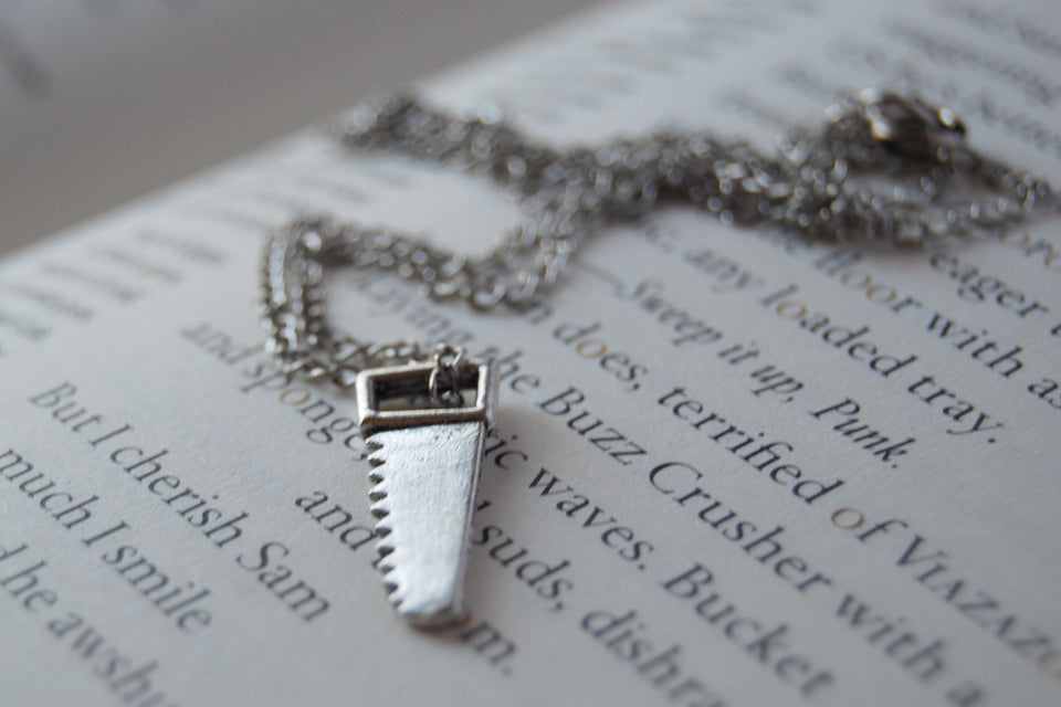 Mini Hand Saw Necklace | Silver Saw Charm Necklace | Tool Jewelry - Enchanted Leaves - Nature Jewelry - Unique Handmade Gifts