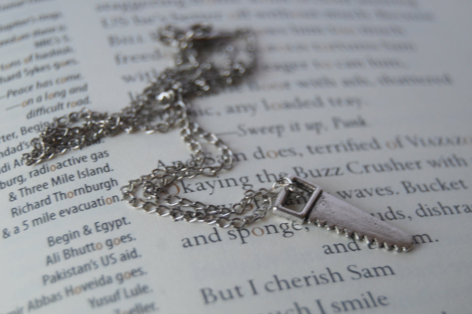 Mini Hand Saw Necklace | Silver Saw Charm Necklace | Tool Jewelry - Enchanted Leaves - Nature Jewelry - Unique Handmade Gifts