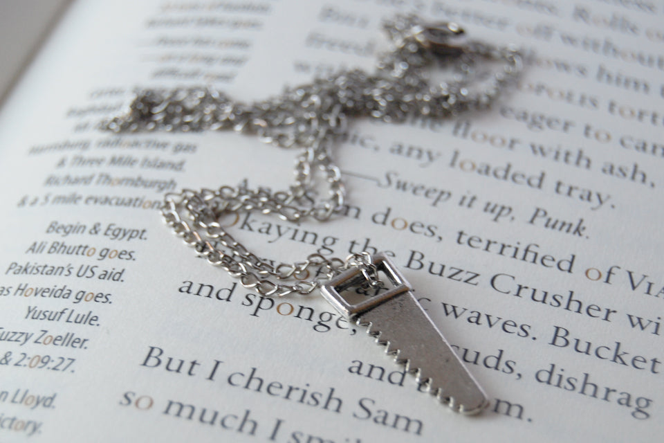 Mini Hand Saw Necklace | Silver Saw Charm Necklace | Tool Jewelry - Enchanted Leaves - Nature Jewelry - Unique Handmade Gifts