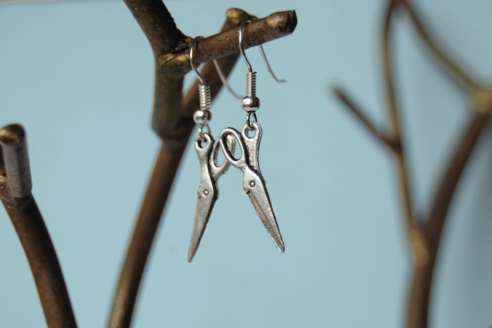 Mini Scissor Earrings | Silver Scissor Charm Earrings | Tool Jewelry - Enchanted Leaves - Nature Jewelry - Unique Handmade Gifts