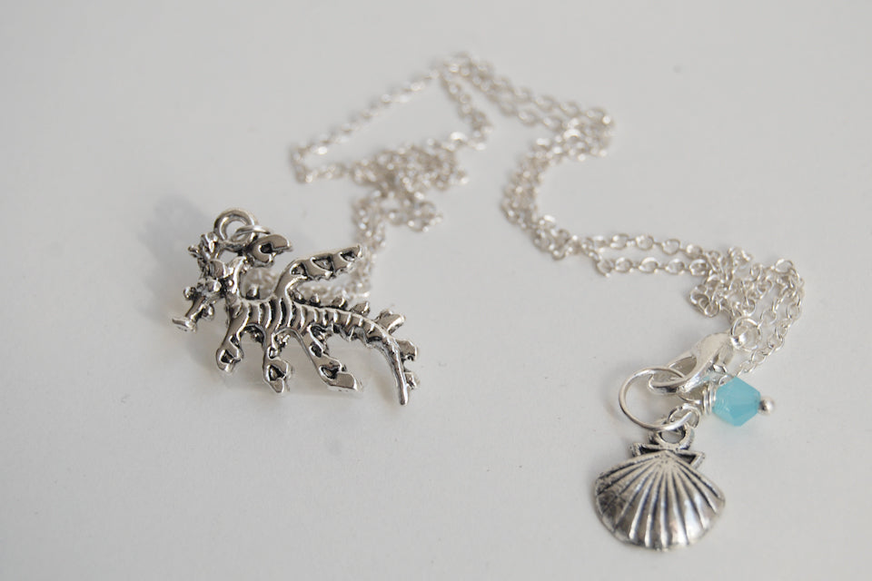 Sea Dragon Necklace | Silver Sea Dragon Charm Necklace | Nautical Sea Creature Jewelry - Enchanted Leaves - Nature Jewelry - Unique Handmade Gifts