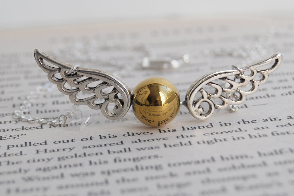 Seeker's Quest | Golden Snitch Necklace | Harry Potter Necklace | Snitch Pendant - Enchanted Leaves - Nature Jewelry - Unique Handmade Gifts