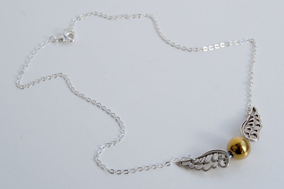 Seeker's Quest | Golden Snitch Necklace | Harry Potter Necklace | Snitch Pendant - Enchanted Leaves - Nature Jewelry - Unique Handmade Gifts