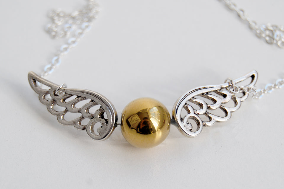 Seeker's Quest | Golden Snitch Necklace | Harry Potter Necklace | Snitch Pendant - Enchanted Leaves - Nature Jewelry - Unique Handmade Gifts