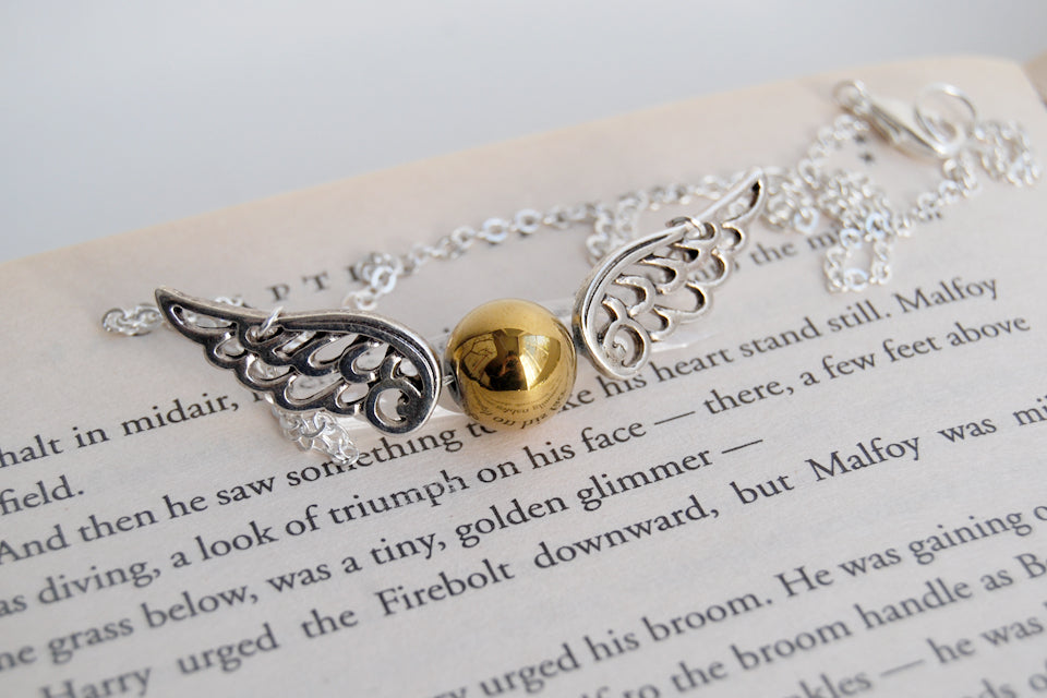 Seeker's Quest | Golden Snitch Necklace | Harry Potter Necklace | Snitch Pendant - Enchanted Leaves - Nature Jewelry - Unique Handmade Gifts