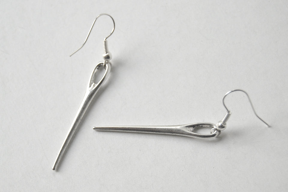 Sewing Needle Earrings | Silver Sewing Needle Charm Earrings - Enchanted Leaves - Nature Jewelry - Unique Handmade Gifts