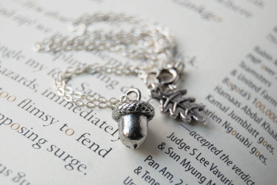 Sweet Little Silver Acorn Necklace - Enchanted Leaves - Nature Jewelry - Unique Handmade Gifts
