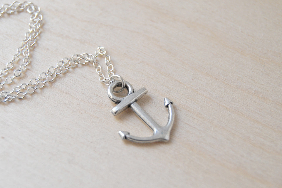 Ahoy! Silver Anchor Necklace | Cute Nautical Charm Necklace - Enchanted Leaves - Nature Jewelry - Unique Handmade Gifts