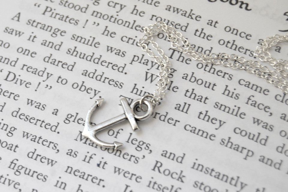 Ahoy! Silver Anchor Necklace | Cute Nautical Charm Necklace - Enchanted Leaves - Nature Jewelry - Unique Handmade Gifts