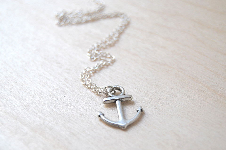 Ahoy! Silver Anchor Necklace | Cute Nautical Charm Necklace - Enchanted Leaves - Nature Jewelry - Unique Handmade Gifts