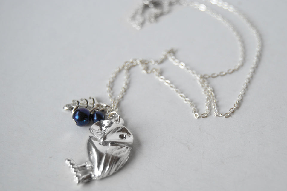 Silver Barn Owl Necklace | Forest Owl Charm Necklace | Cute Owl Jewelry - Enchanted Leaves - Nature Jewelry - Unique Handmade Gifts