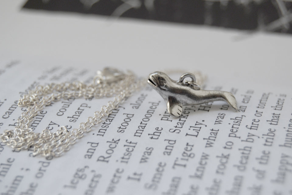Silver Beluga Whale Necklace | Beluga Charm Necklace | Cute Whale Necklace - Enchanted Leaves - Nature Jewelry - Unique Handmade Gifts