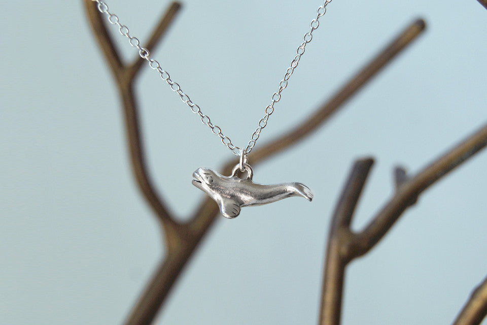 Silver Beluga Whale Necklace | Beluga Charm Necklace | Cute Whale Necklace - Enchanted Leaves - Nature Jewelry - Unique Handmade Gifts