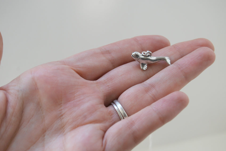 Silver Beluga Whale Necklace | Beluga Charm Necklace | Cute Whale Necklace - Enchanted Leaves - Nature Jewelry - Unique Handmade Gifts