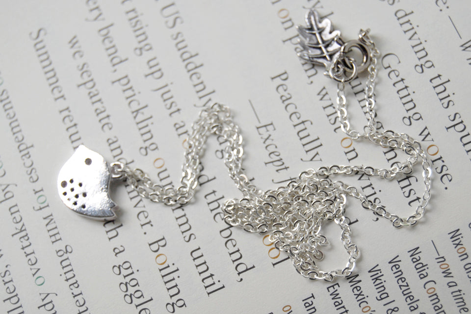 Little Silver Finch Necklace | Bird Charm Necklace | Woodland Forest Jewelry - Enchanted Leaves - Nature Jewelry - Unique Handmade Gifts