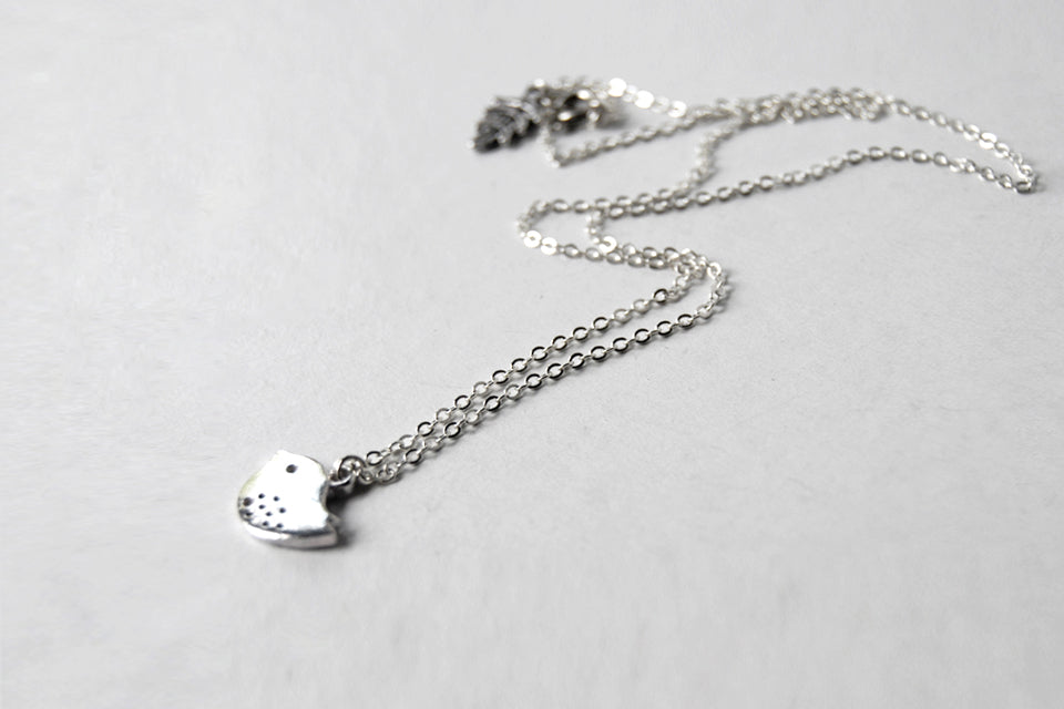 Little Silver Finch Necklace | Bird Charm Necklace | Woodland Forest Jewelry - Enchanted Leaves - Nature Jewelry - Unique Handmade Gifts
