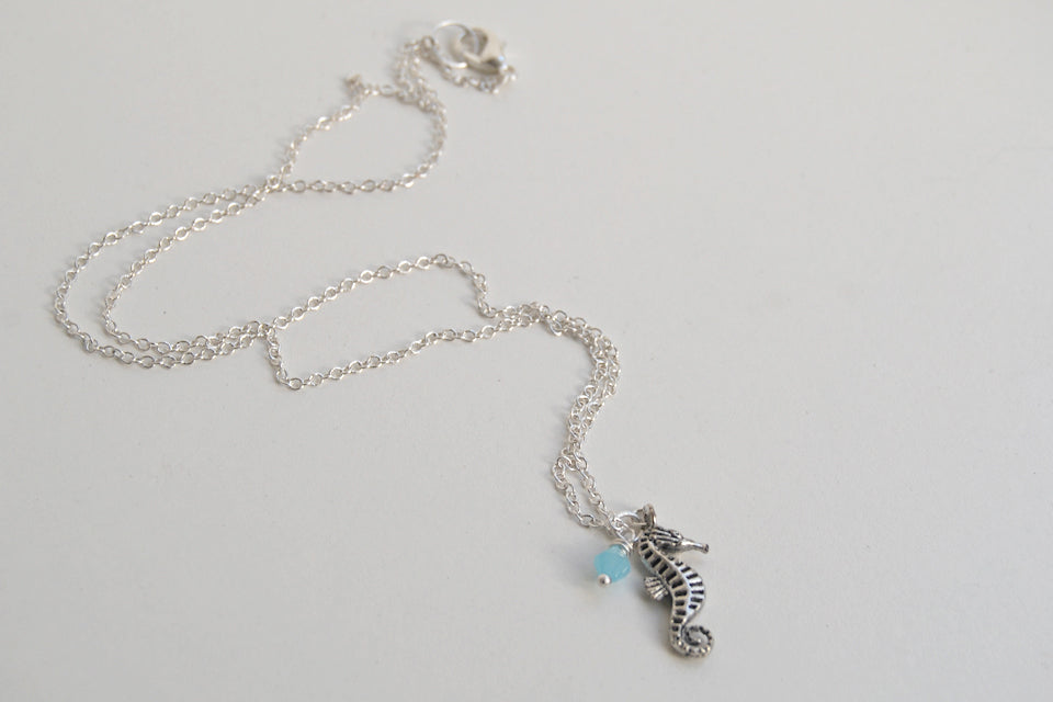 Silver Seahorse Necklace | Sea Horse Charm Necklace | Nautical Jewelry - Enchanted Leaves - Nature Jewelry - Unique Handmade Gifts
