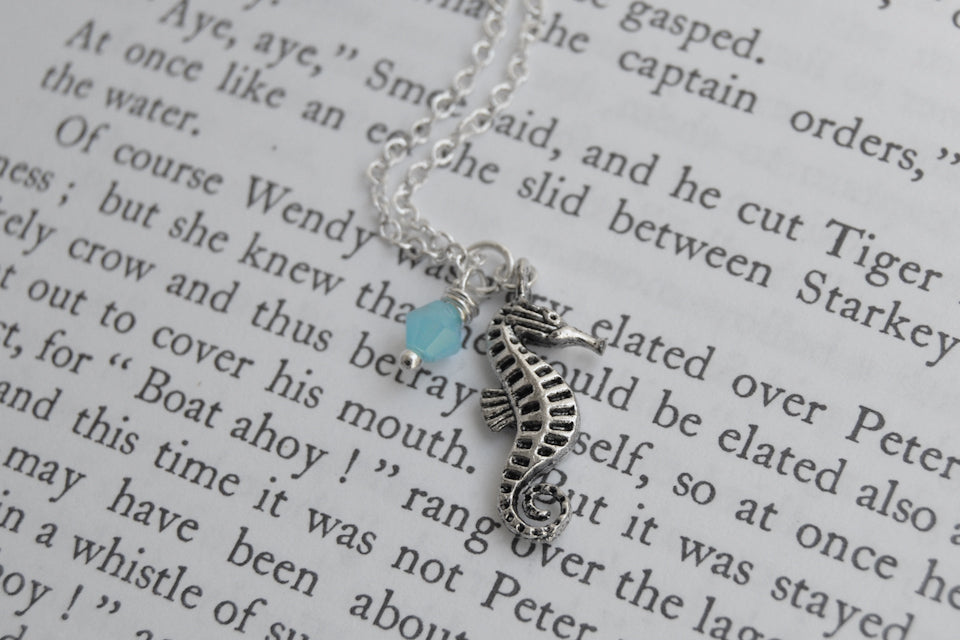 Silver Seahorse Necklace | Sea Horse Charm Necklace | Nautical Jewelry - Enchanted Leaves - Nature Jewelry - Unique Handmade Gifts