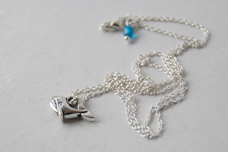 Little Silver Whale Necklace | Tiny Whale Charm Necklace | Nautical Jewelry - Enchanted Leaves - Nature Jewelry - Unique Handmade Gifts
