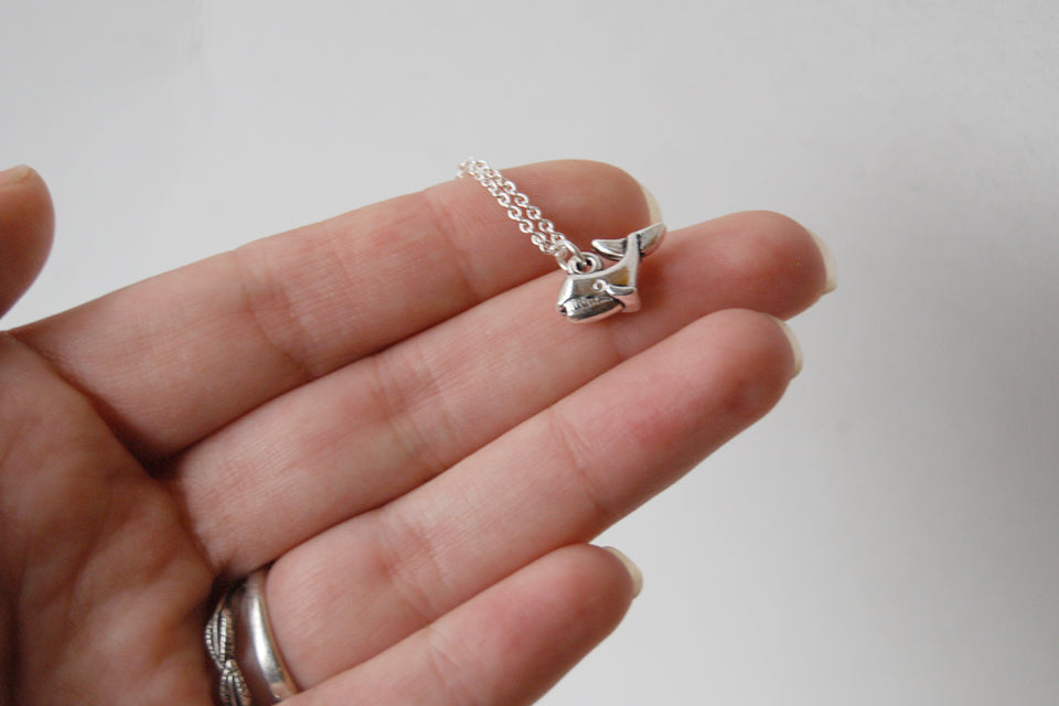 Little Silver Whale Necklace | Tiny Whale Charm Necklace | Nautical Jewelry - Enchanted Leaves - Nature Jewelry - Unique Handmade Gifts