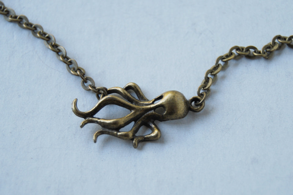 Sweet and Simple Octopus Necklace | Octopus Charm Necklace | Nautical Jewelry - Enchanted Leaves - Nature Jewelry - Unique Handmade Gifts