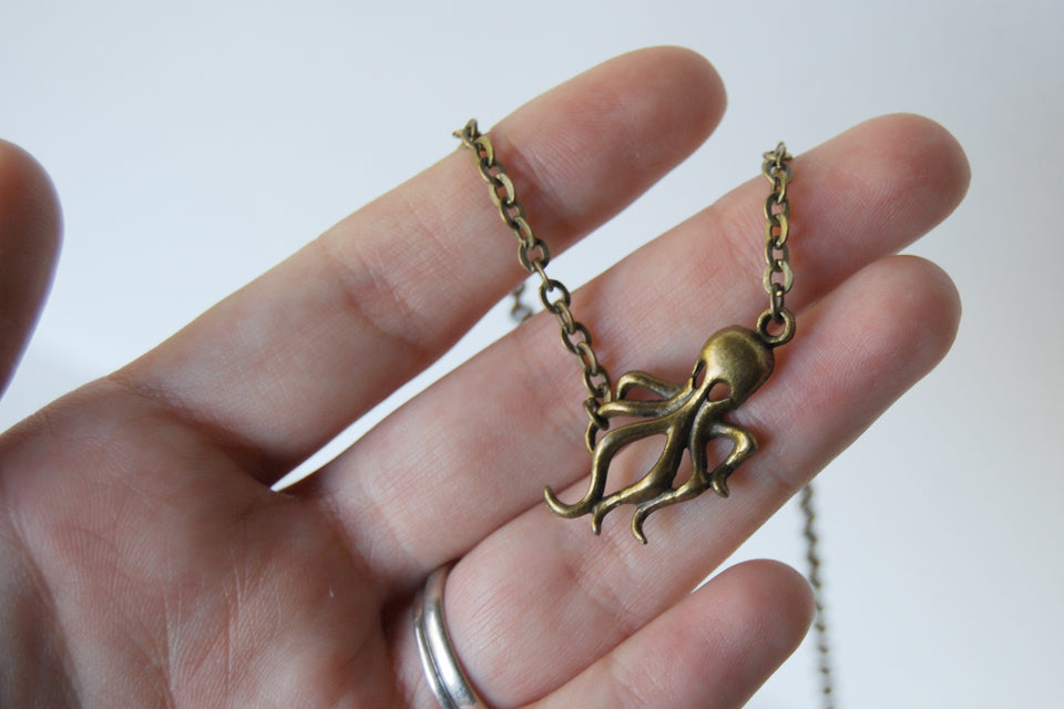 Sweet and Simple Octopus Necklace | Octopus Charm Necklace | Nautical Jewelry - Enchanted Leaves - Nature Jewelry - Unique Handmade Gifts