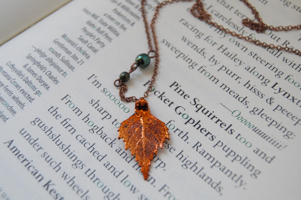 Small Fallen Copper Birch Leaf Necklace | REAL Birch Leaf Pendant | Electroformed Nature Jewelry - Enchanted Leaves - Nature Jewelry - Unique Handmade Gifts