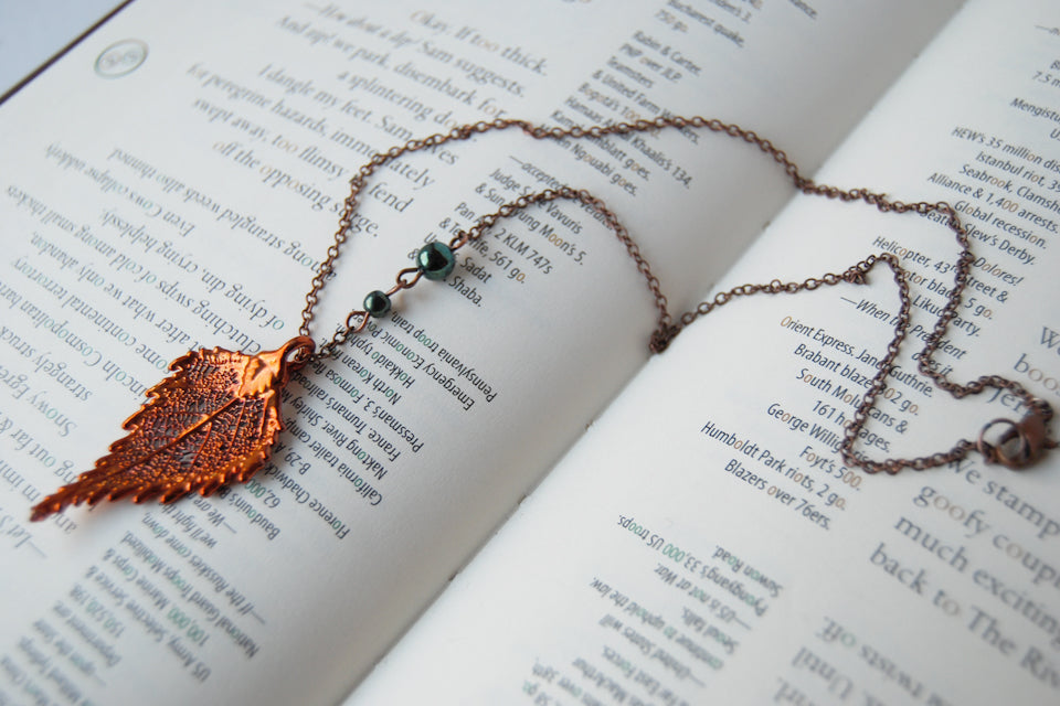 Small Fallen Copper Birch Leaf Necklace | REAL Birch Leaf Pendant | Electroformed Nature Jewelry - Enchanted Leaves - Nature Jewelry - Unique Handmade Gifts