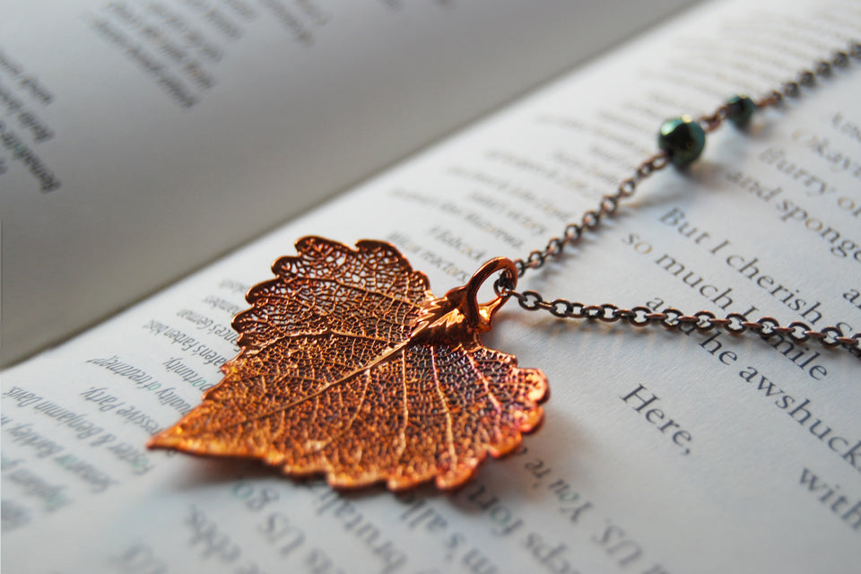 Small Fallen Copper Cottonwood Leaf Necklace | REAL Leaf Pendant | Electroformed Nature Jewelry - Enchanted Leaves - Nature Jewelry - Unique Handmade Gifts