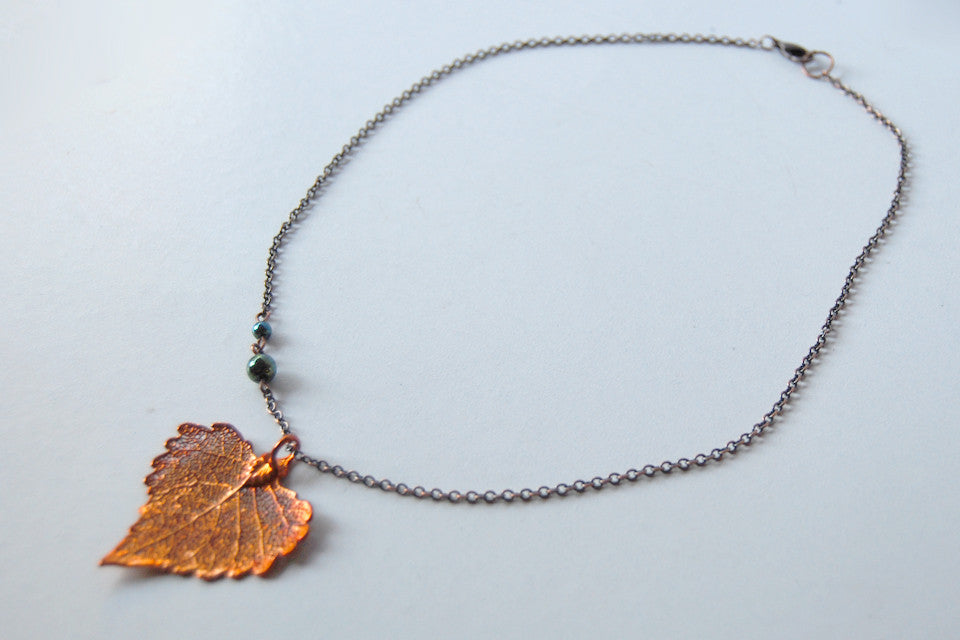 Custom Small Copper Cottonwood Leaf Necklace | REAL Cottonwood Leaf Electroformed Pendant | Nature Jewelry - Enchanted Leaves - Nature Jewelry - Unique Handmade Gifts