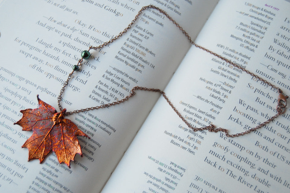 Medium Fallen Copper Maple Leaf Necklace | REAL Maple Leaf Pendant | Copper Electroformed Nature - Enchanted Leaves - Nature Jewelry - Unique Handmade Gifts