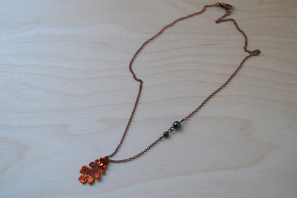 Small Fallen Copper Oak Leaf Necklace | REAL Oak Leaf Pendant | Copper Electroformed Pendant | Nature Jewelry - Enchanted Leaves - Nature Jewelry - Unique Handmade Gifts
