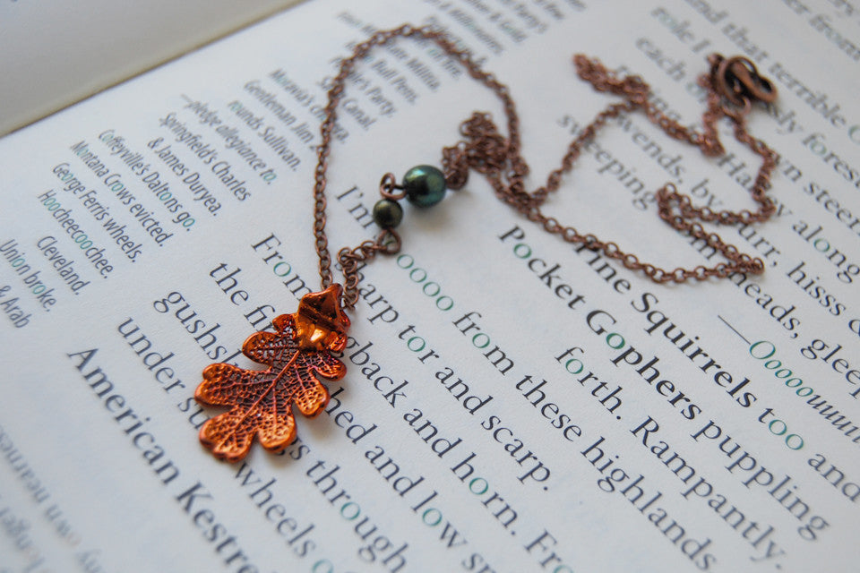 Custom Small Copper Oak Leaf Necklace | Electroformed Jewelry | Real Oak Leaf Pendant | Nature Jewelry | Fall Leaf Necklace - Enchanted Leaves - Nature Jewelry - Unique Handmade Gifts