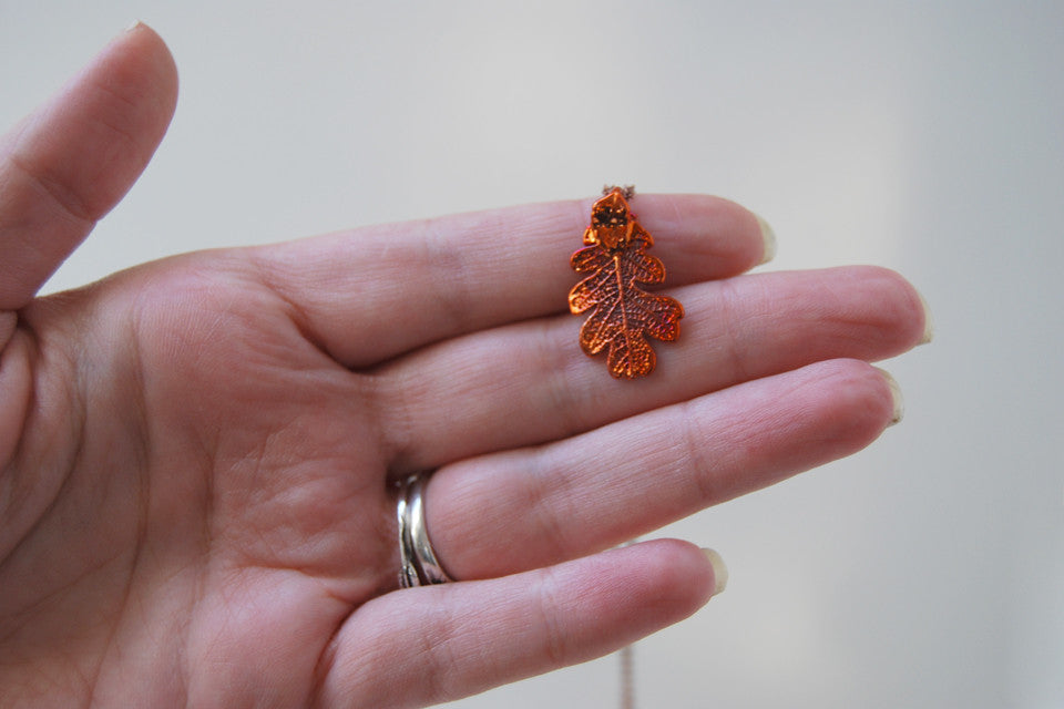 Small Fallen Copper Oak Leaf Necklace | REAL Oak Leaf Pendant | Copper Electroformed Pendant | Nature Jewelry - Enchanted Leaves - Nature Jewelry - Unique Handmade Gifts