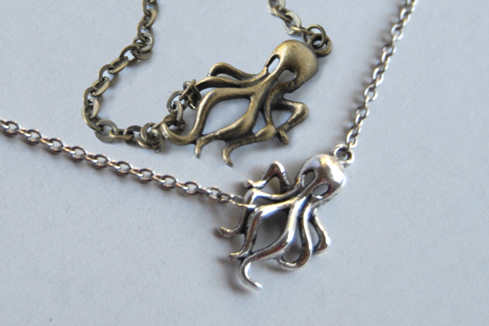 Sweet and Simple Octopus Necklace | Octopus Charm Necklace | Nautical Jewelry - Enchanted Leaves - Nature Jewelry - Unique Handmade Gifts