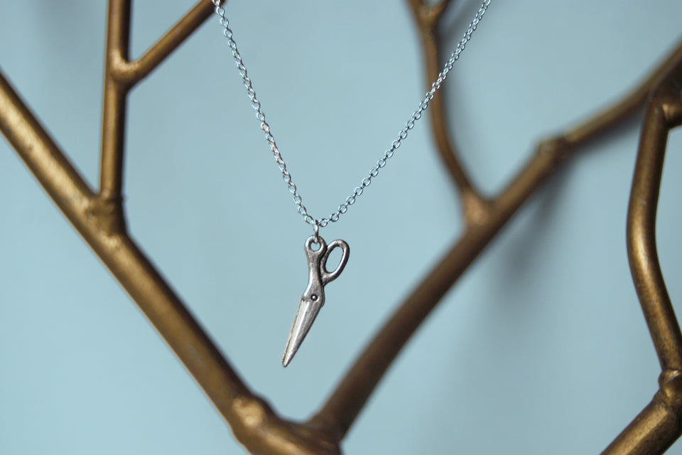 Mini Scissors Necklace | Silver Scissor Charm Necklace | Tool Jewelry - Enchanted Leaves - Nature Jewelry - Unique Handmade Gifts