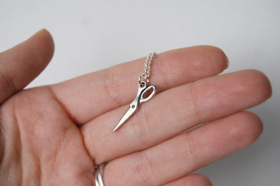 Mini Scissors Necklace | Silver Scissor Charm Necklace | Tool Jewelry - Enchanted Leaves - Nature Jewelry - Unique Handmade Gifts