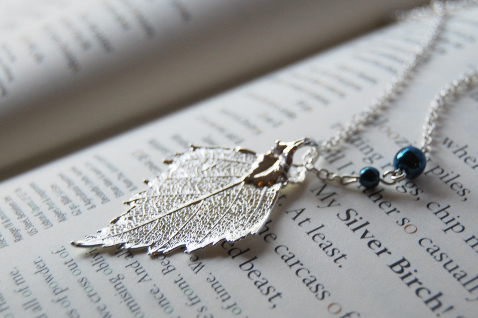 Custom Small Silver Birch Leaf Necklace | REAL Birch Leaf Electroformed Pendant | Nature Jewelry - Enchanted Leaves - Nature Jewelry - Unique Handmade Gifts