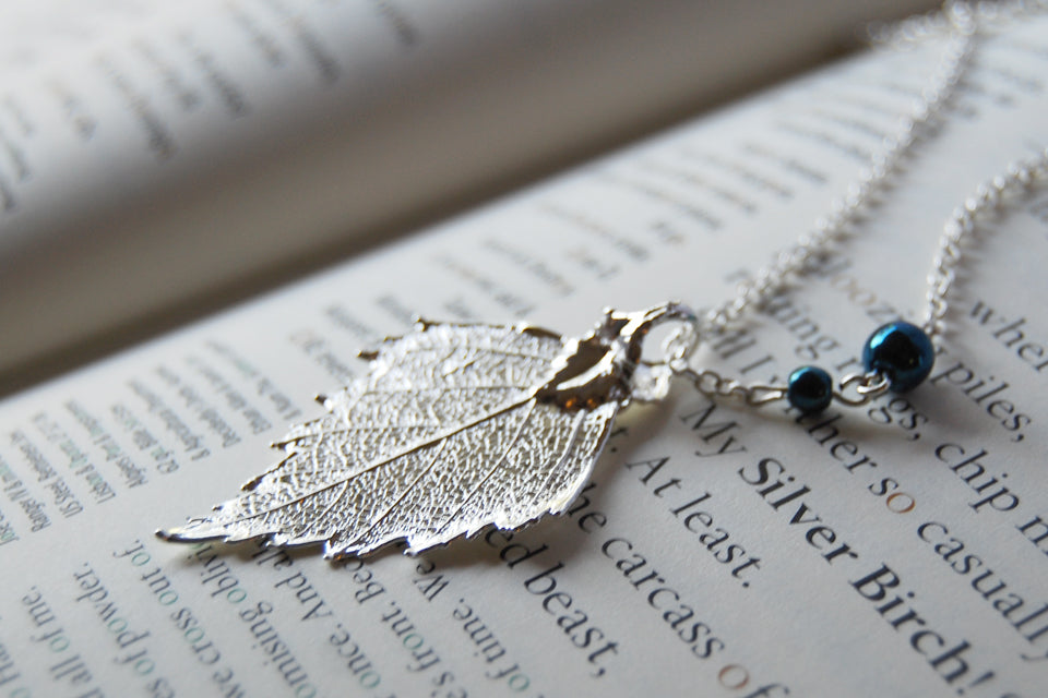 Small Fallen Silver Birch Leaf Necklace Silver - Enchanted Leaves - Nature Jewelry - Unique Handmade Gifts
