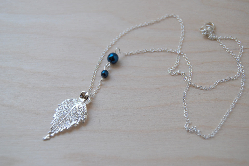 Small Fallen Silver Birch Leaf Necklace Silver - Enchanted Leaves - Nature Jewelry - Unique Handmade Gifts