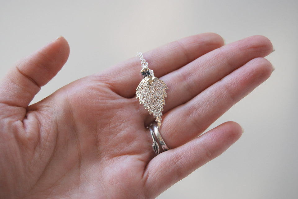 Custom Small Silver Birch Leaf Necklace | REAL Birch Leaf Electroformed Pendant | Nature Jewelry - Enchanted Leaves - Nature Jewelry - Unique Handmade Gifts