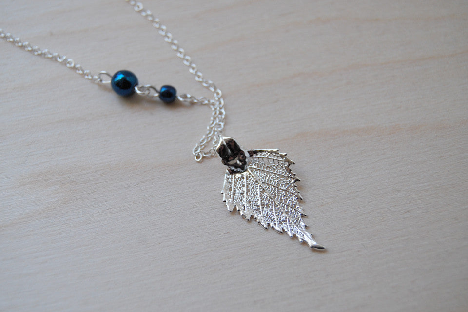 Small Fallen Silver Birch Leaf Necklace Silver - Enchanted Leaves - Nature Jewelry - Unique Handmade Gifts