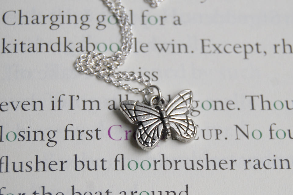 Small Silver Butterfly Necklace | Butterfly Charm Necklace - Enchanted Leaves - Nature Jewelry - Unique Handmade Gifts