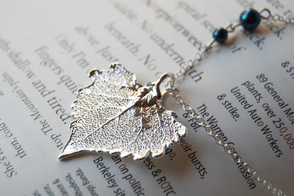 Small Silver Cottonwood Leaf Necklace | Electroformed Leaf Pendant | Real Cottonwood Leaf Jewelry - Enchanted Leaves - Nature Jewelry - Unique Handmade Gifts