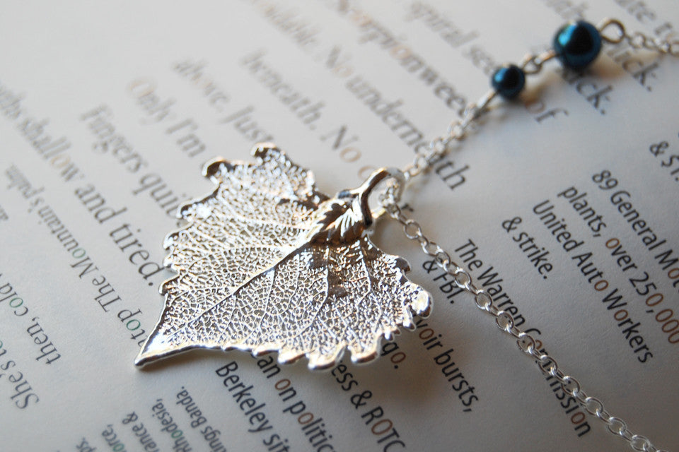 Custom Medium Silver Cottonwood Leaf Necklace | Electroformed Jewelry | Real Leaf Nature Jewelry - Enchanted Leaves - Nature Jewelry - Unique Handmade Gifts