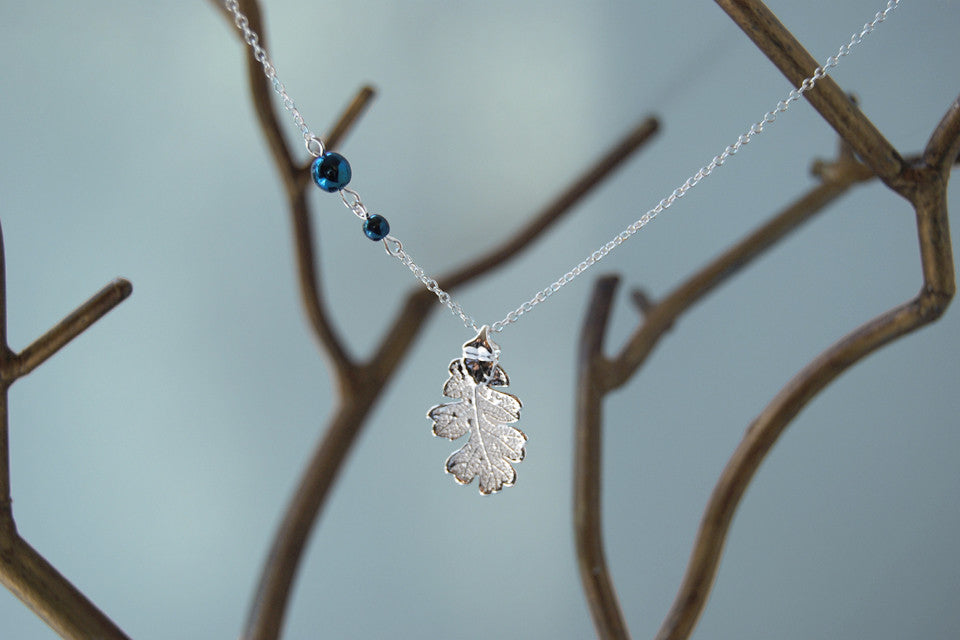 Small Silver Oak Leaf Necklace | Electroformed Leaf Pendant | Real Oak Leaf Nature Jewelry - Enchanted Leaves - Nature Jewelry - Unique Handmade Gifts