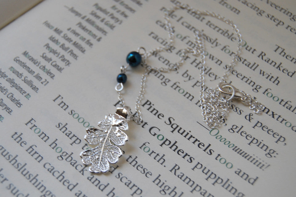 Custom Small Silver Oak Leaf Necklace | Electroformed Jewelry | Real Oak Leaf Nature Jewelry - Enchanted Leaves - Nature Jewelry - Unique Handmade Gifts