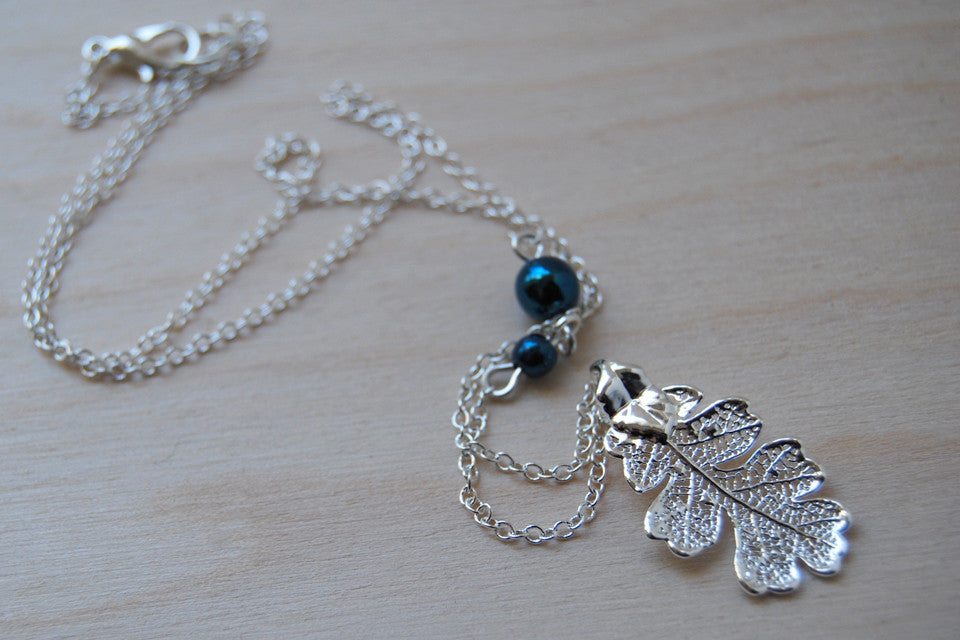 Small Silver Oak Leaf Necklace | Electroformed Leaf Pendant | Real Oak Leaf Nature Jewelry - Enchanted Leaves - Nature Jewelry - Unique Handmade Gifts