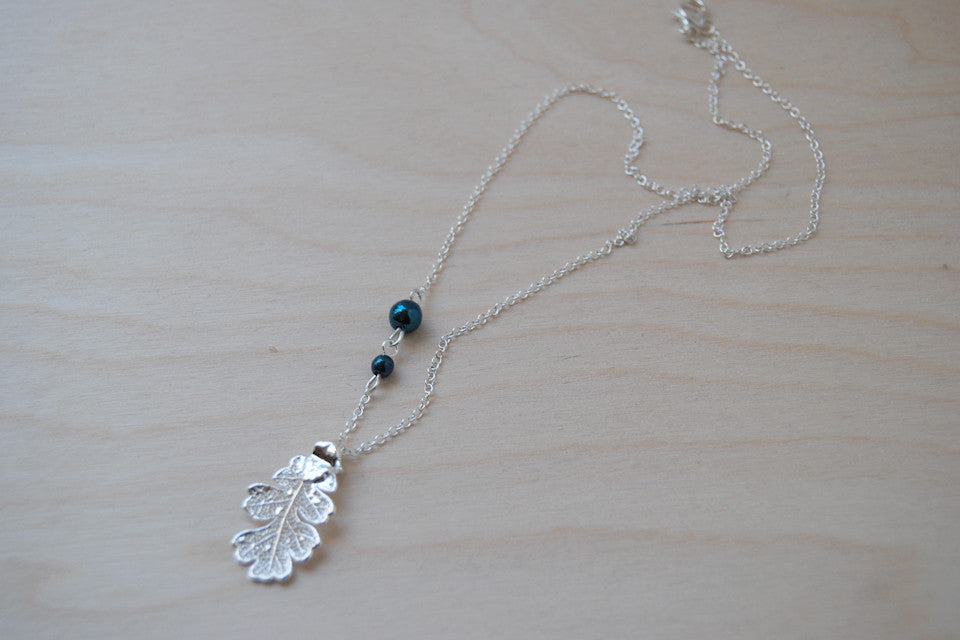 Small Silver Oak Leaf Necklace | Electroformed Leaf Pendant | Real Oak Leaf Nature Jewelry - Enchanted Leaves - Nature Jewelry - Unique Handmade Gifts